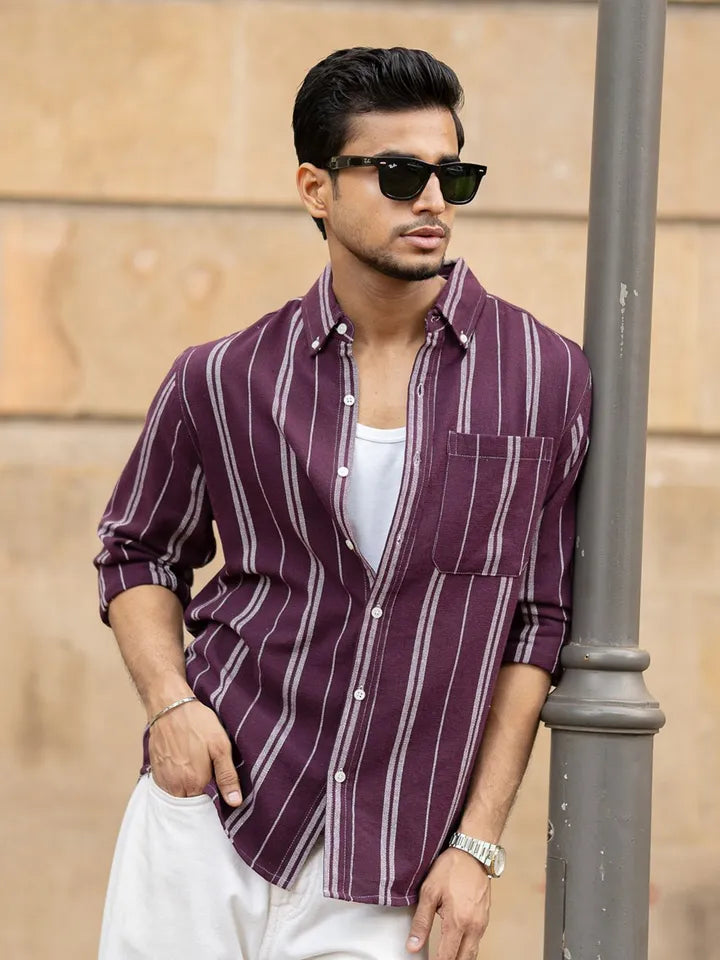 Wine structured stripe shirt