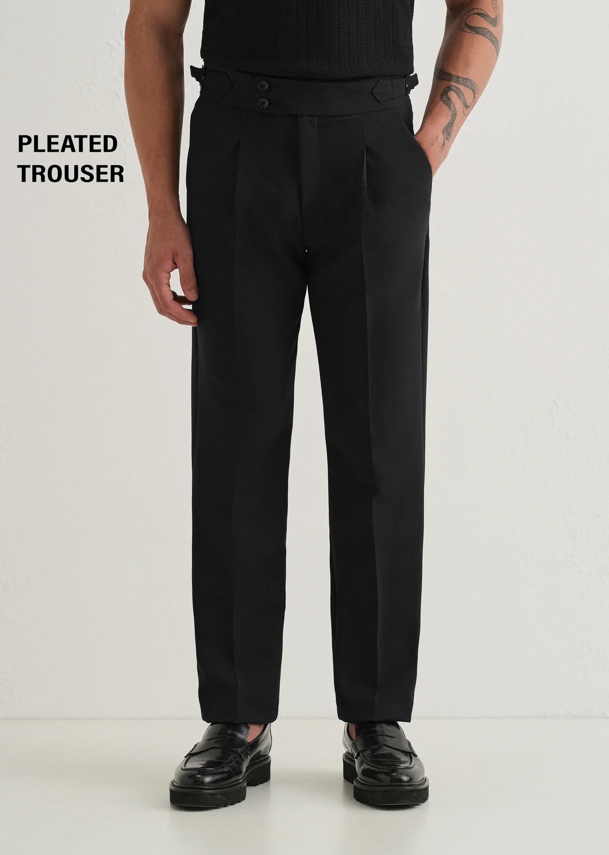 Men’s Premium Black Pleated Trousers