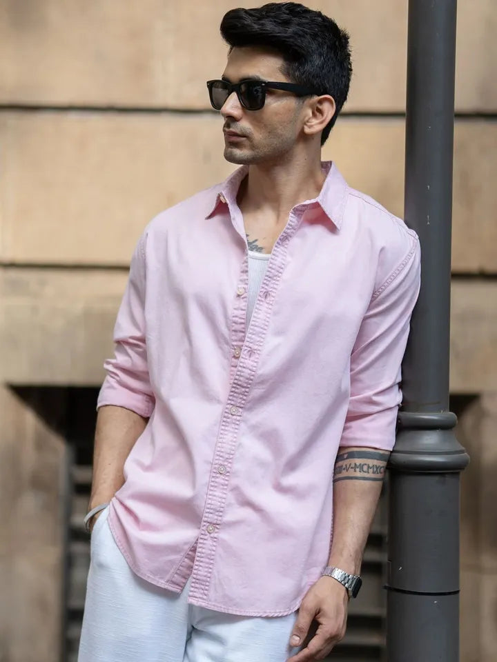 Pink Overdyed Structure Shirt 100% Cotton