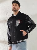 Fugazee Men’s Black Varsity Jacket – Faux Leather Sleeve Edition