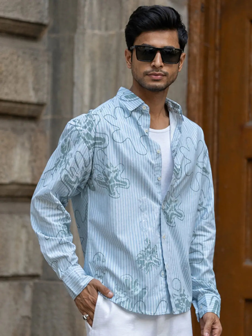Sky blue stripe shirt