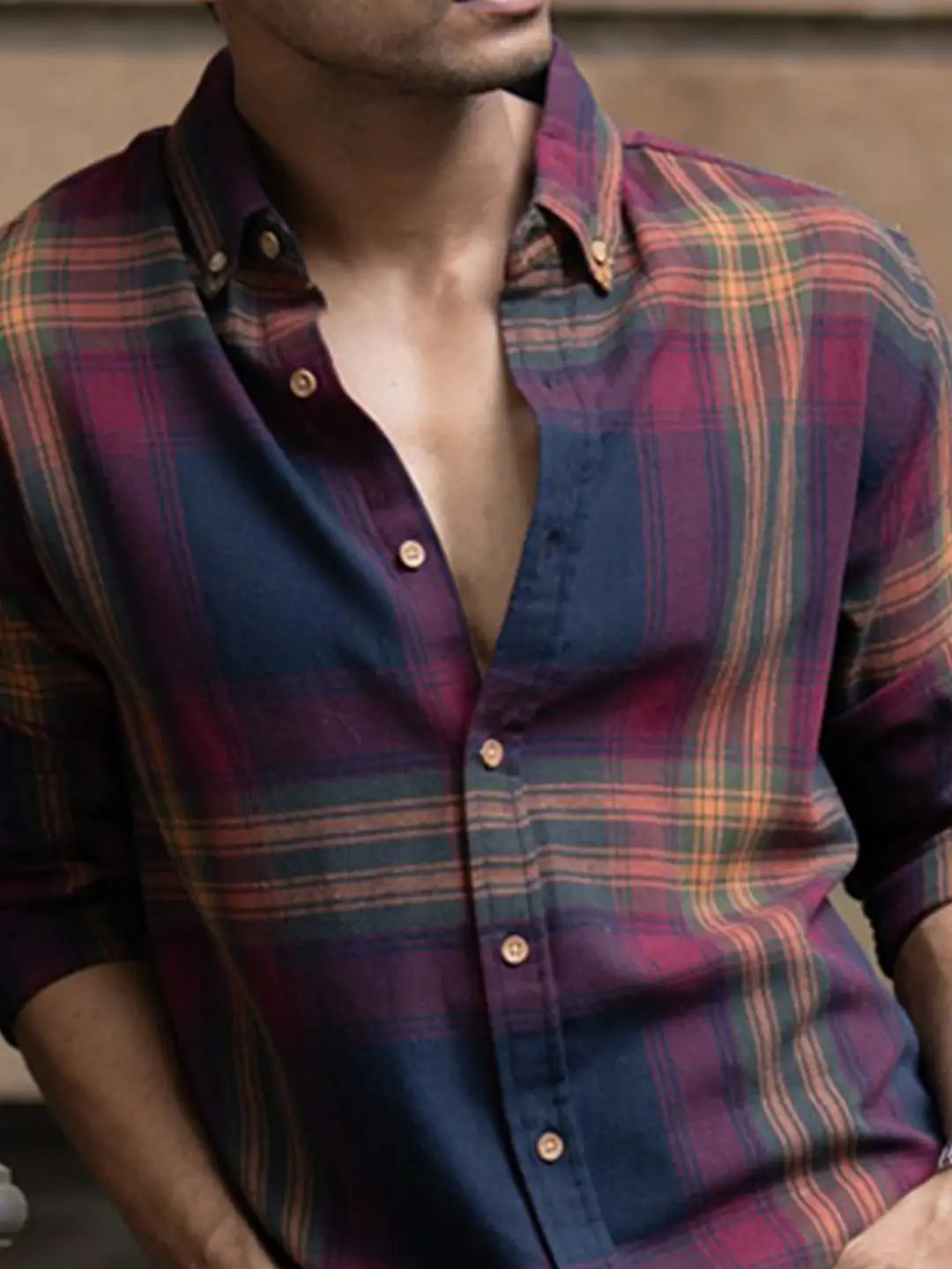 Men’s Premium Checked Long Sleeve Shirt