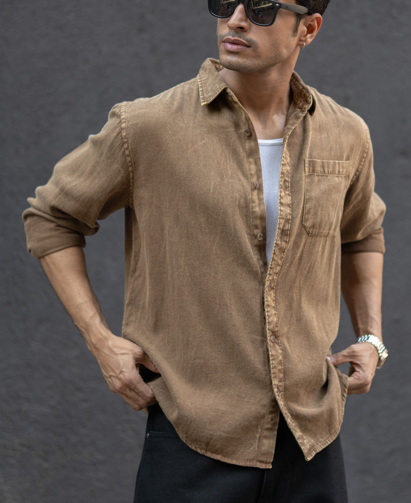 Brown Over-dyed Lightweight Shirt