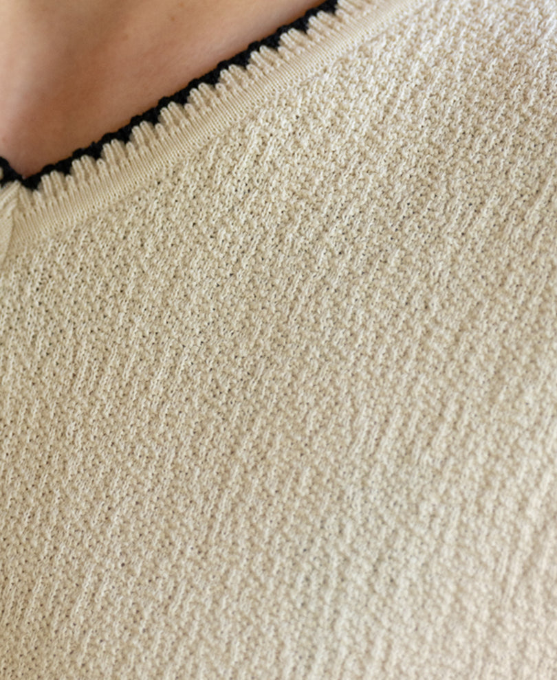 Cream Knit Structured Vest 100% Cotton / Sleeveless