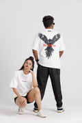 Male Female model wearing Oversized Cew Neck Back Print T-Shirt