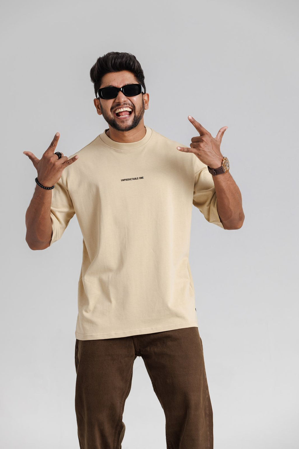 Unpredictable Tan Oversized T-Shirt