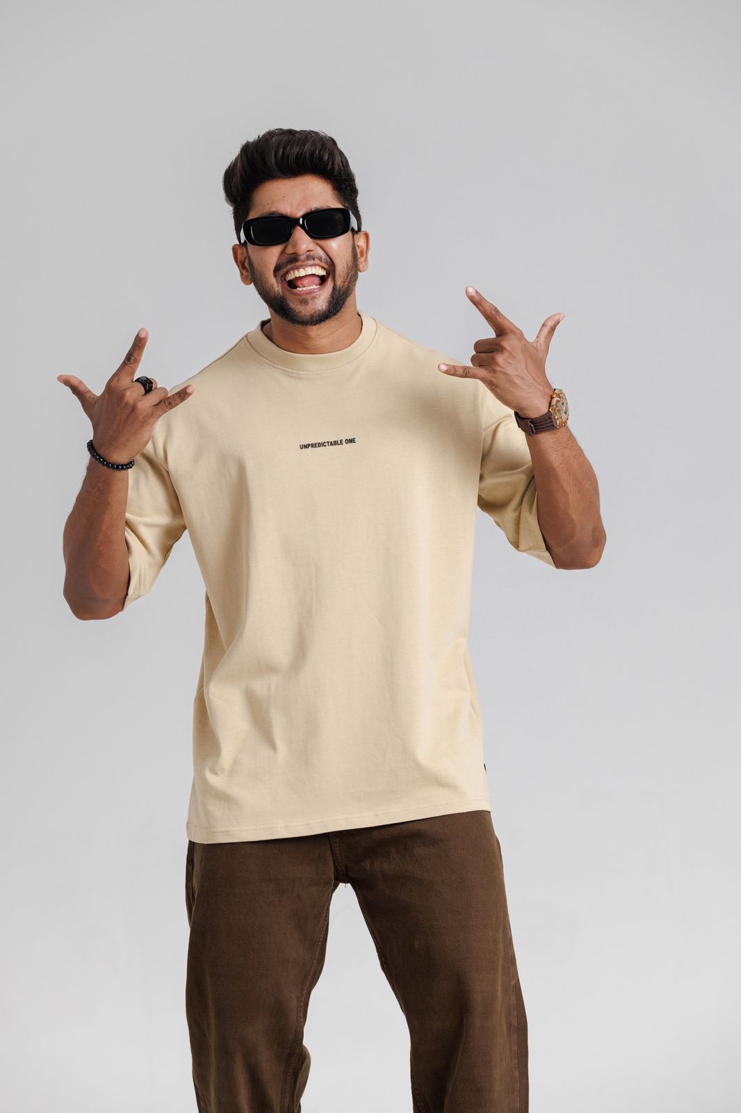 Unpredictable Tan Oversized T-Shirt