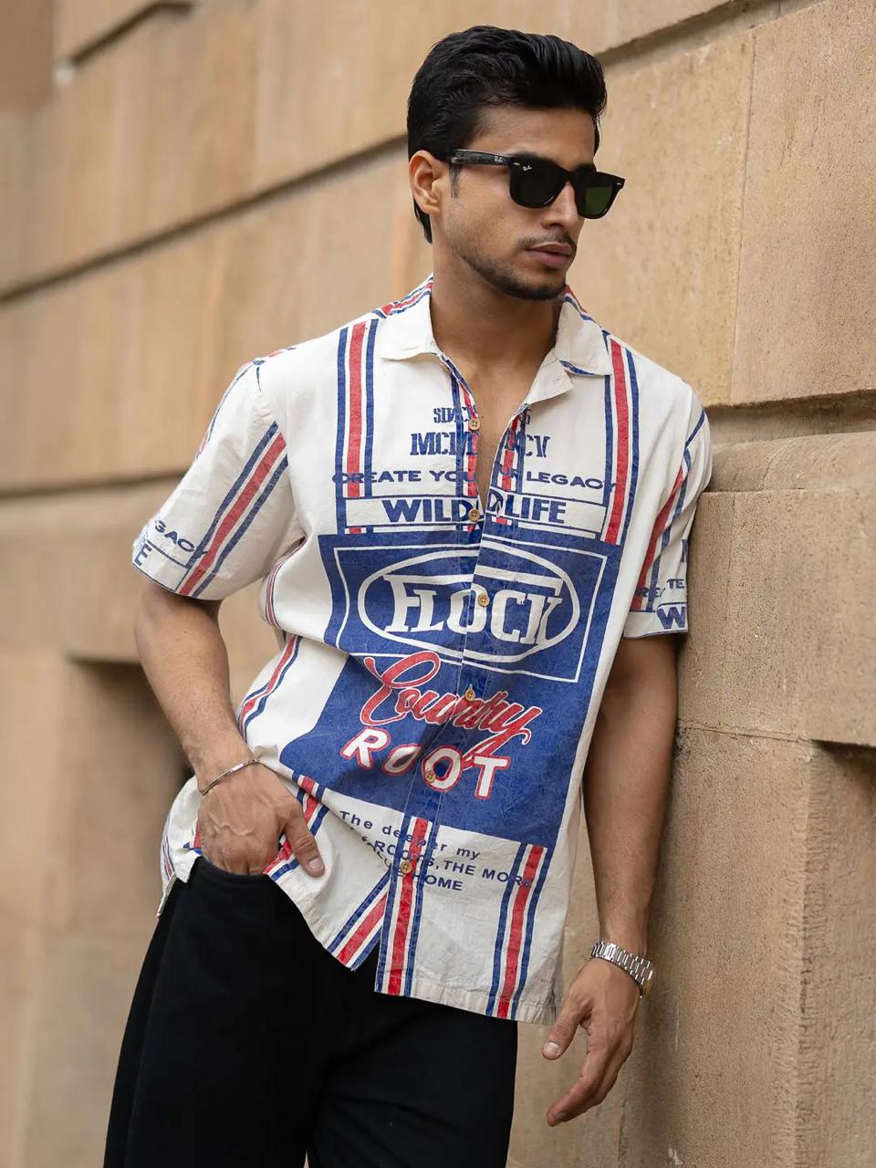 Street Style Printed Shirt - Blue