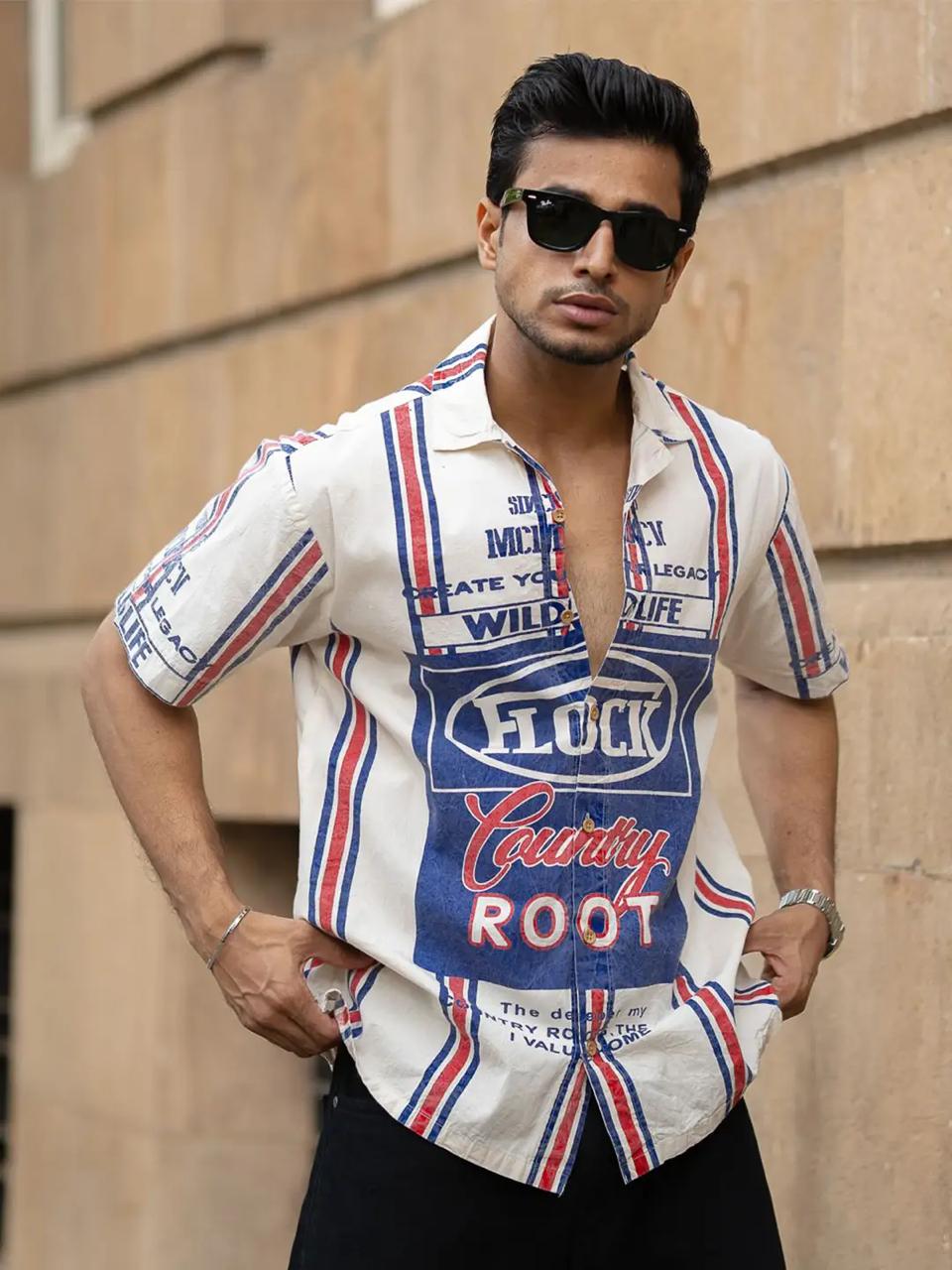 Street Style Printed Shirt - Blue