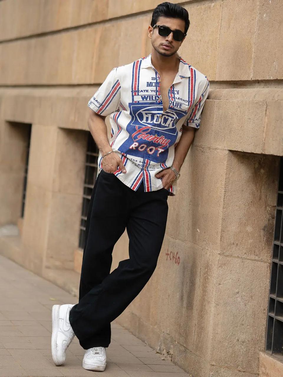 Street Style Printed Shirt - Blue