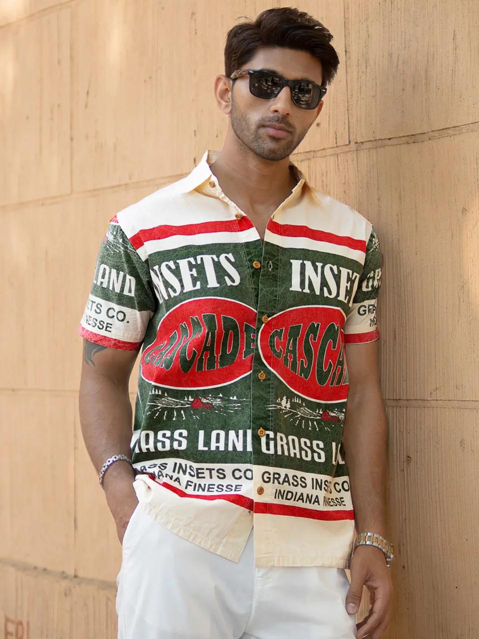 Street Style Printed Shirt - Olive Green