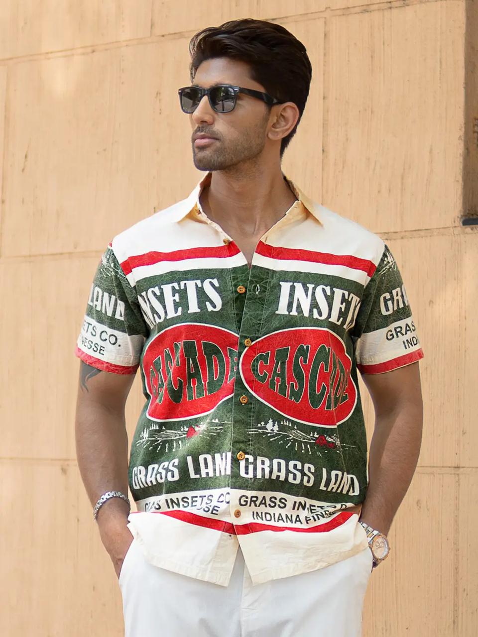 Street Style Printed Shirt - Olive Green