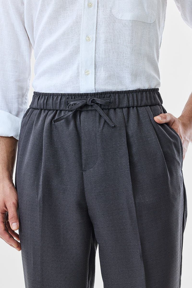 Regular Fit Drawstring Pant-Dark Grey
