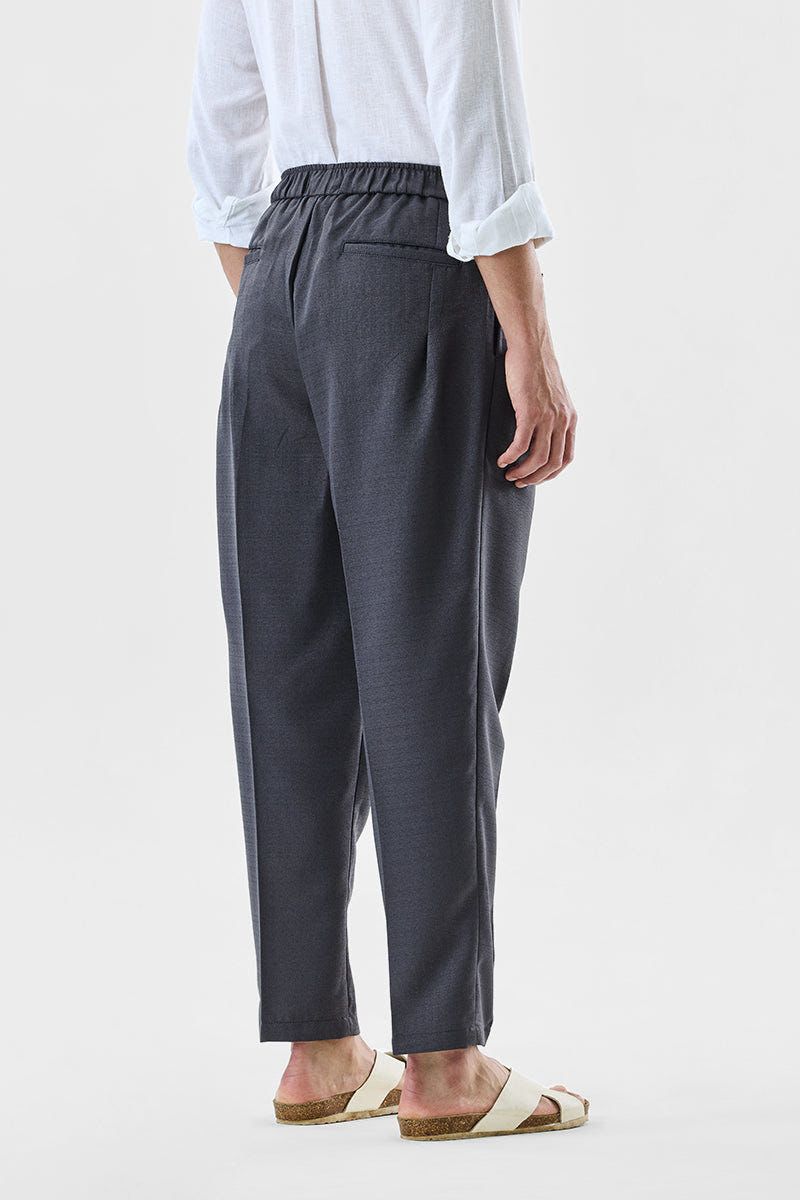 Regular Fit Drawstring Pant-Dark Grey