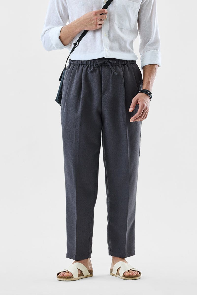 Regular Fit Drawstring Pant-Dark Grey