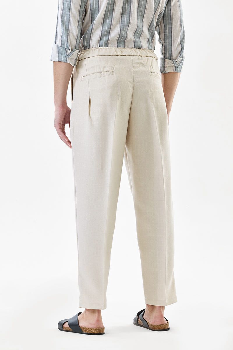 Regular Fit Drawstring Pant - Beige
