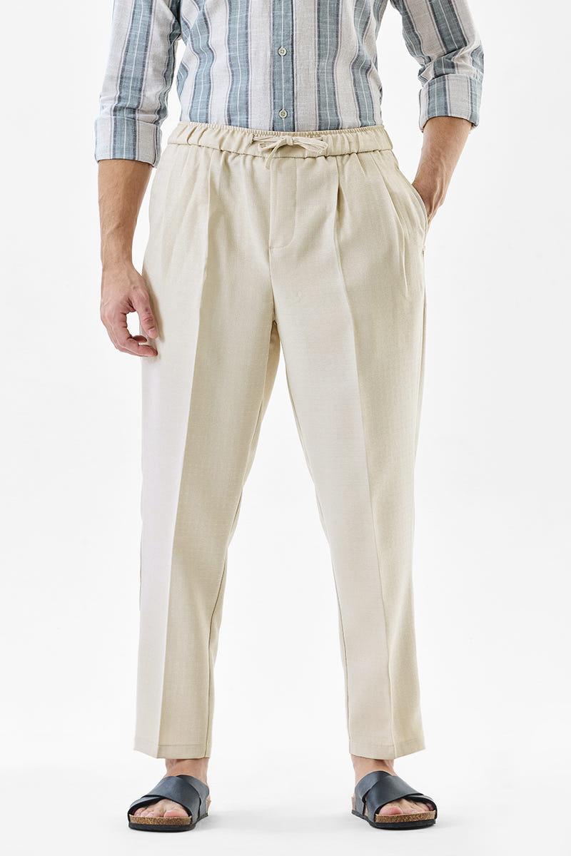 Regular Fit Drawstring Pant - Beige
