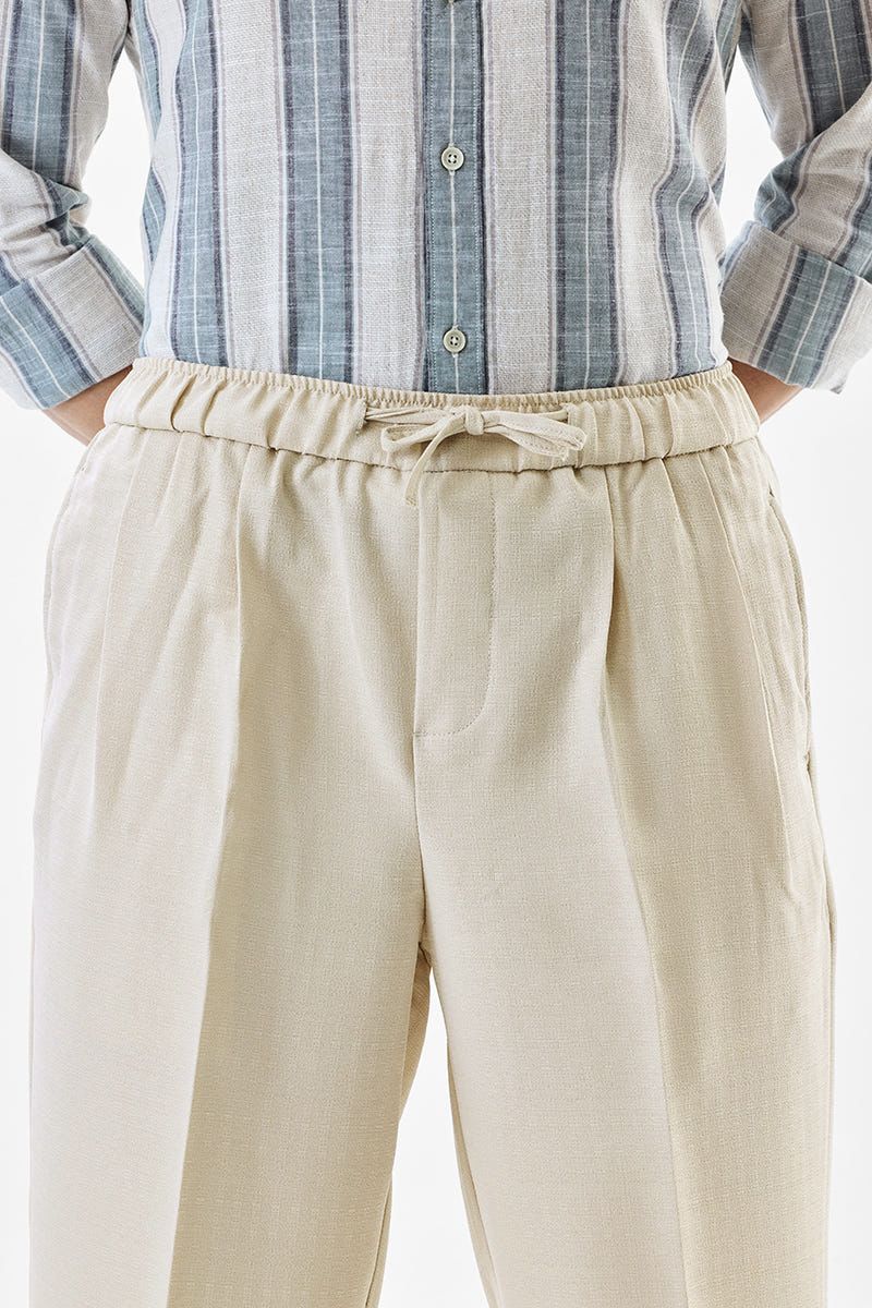 Regular Fit Drawstring Pant - Beige