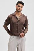 Brown Textured Box Fit Shirt