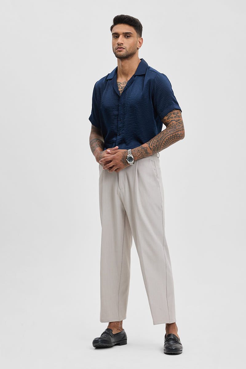 Textured Box Cut Shirt - Blue