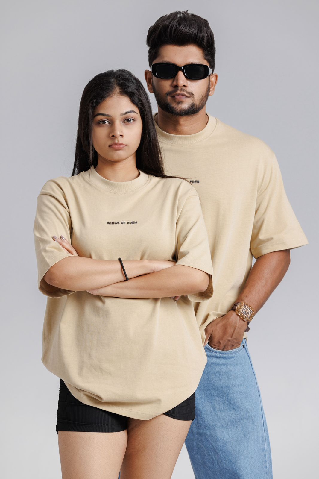 Wings of Eden Tan Oversized T-Shirt