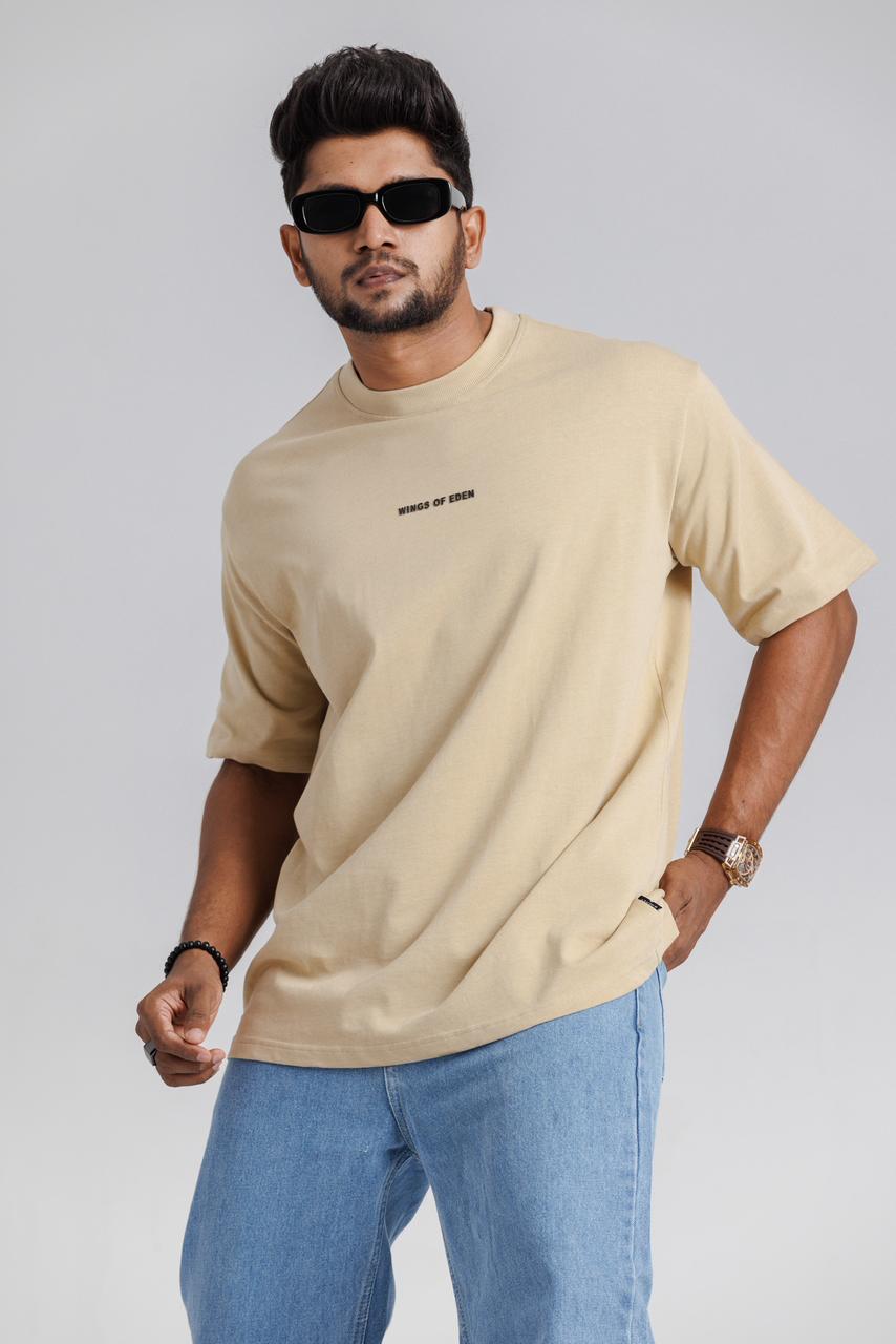 Wings of Eden Tan Oversized T-Shirt