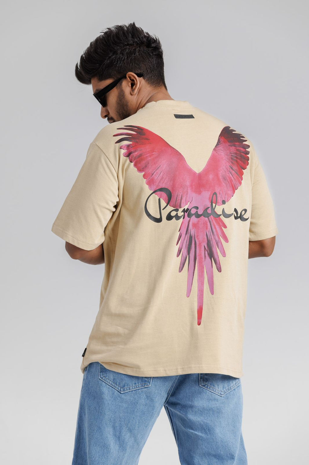 Wings of Eden Tan Oversized T-Shirt