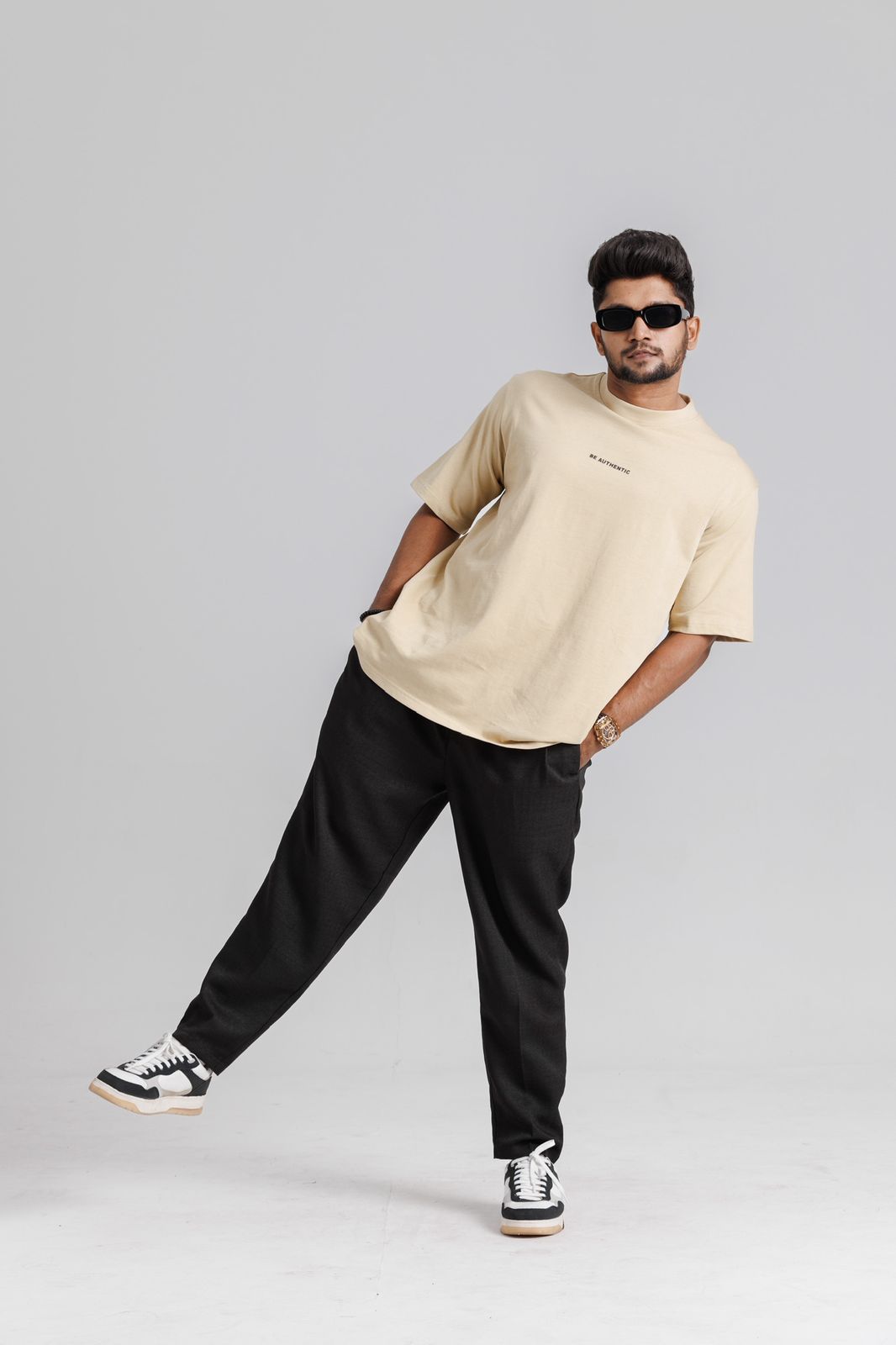Be Authentic Oversized Tan T-Shirt