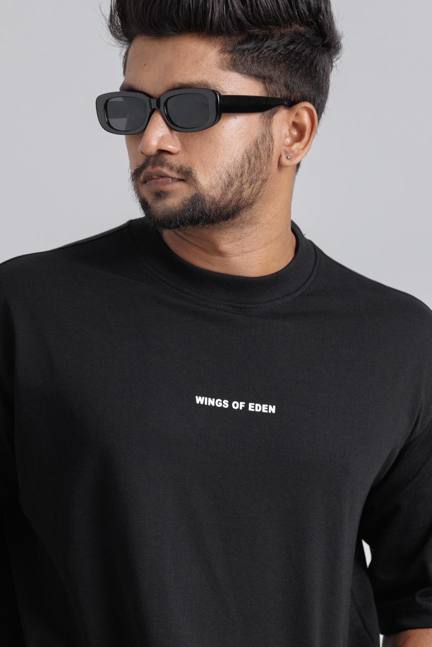 Wings Of Eden Oversized Black T-Shirt