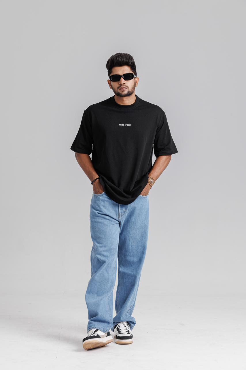 Wings Of Eden Oversized Black T-Shirt